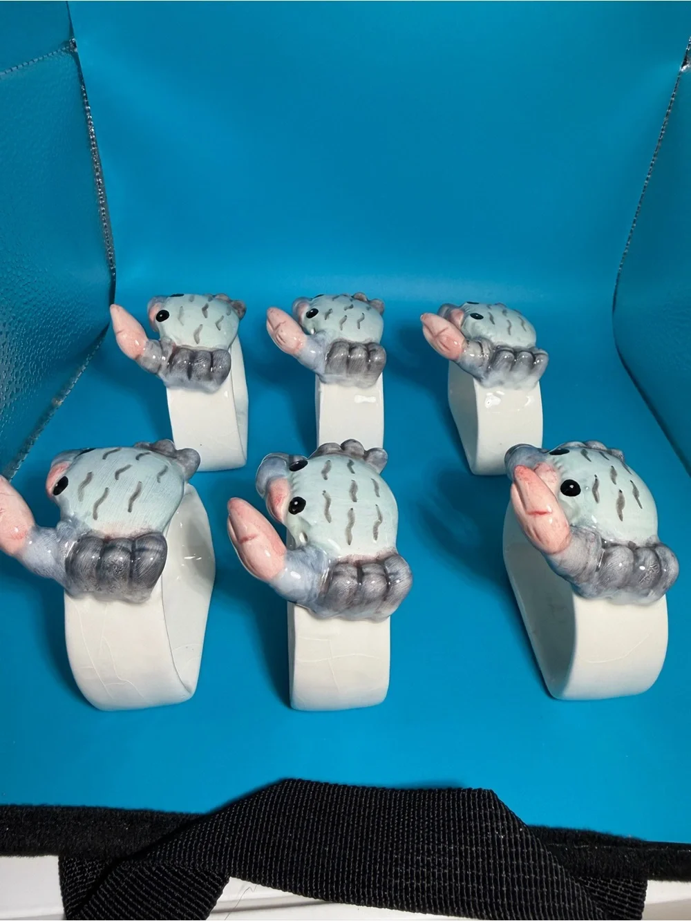 Set of 6 Maryland Blue Crab Ceramic Napkjn Rings